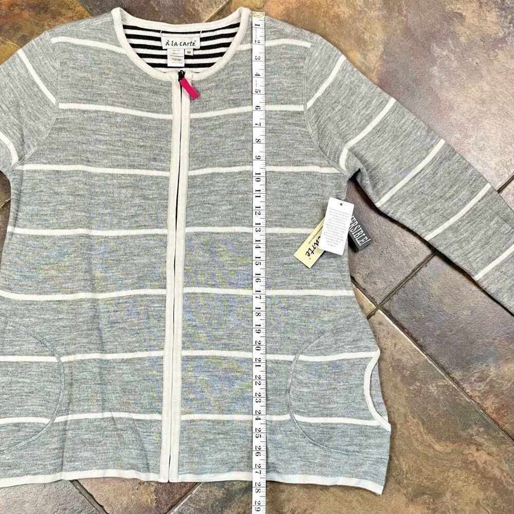 NWT A La Carte Reversible Zip Up Striped Jacket Medium - Picture 10 of 13